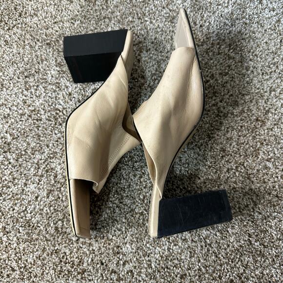 ZARA Women's Leather Block Heel Mules Size 41/U - Picture 4 of 10